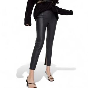 ZARA Black Vegan Leather‎ Pants M | Pre‑Loved Patina + Y2K Statement